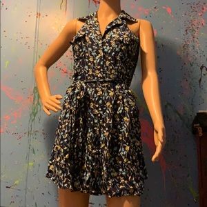 She scool Sleeveless flower dress with belt